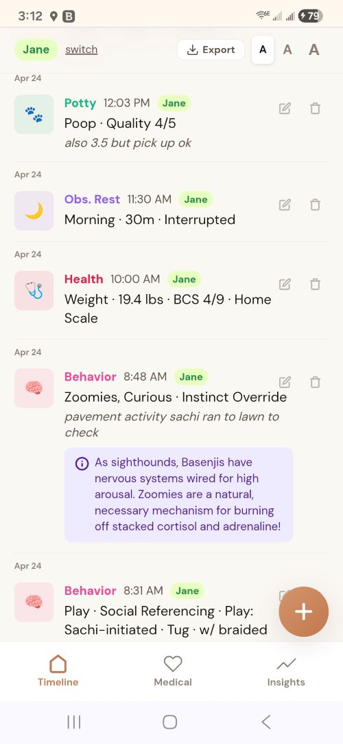 Sachi App tracker screenshot 2